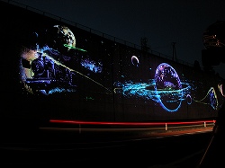 未来都市銀河地球鉄道壁画